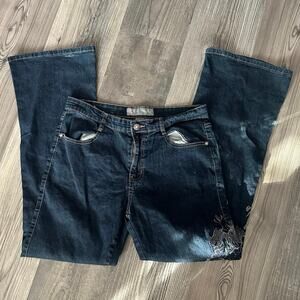 cos jeans dark blue floral embroidered jeans